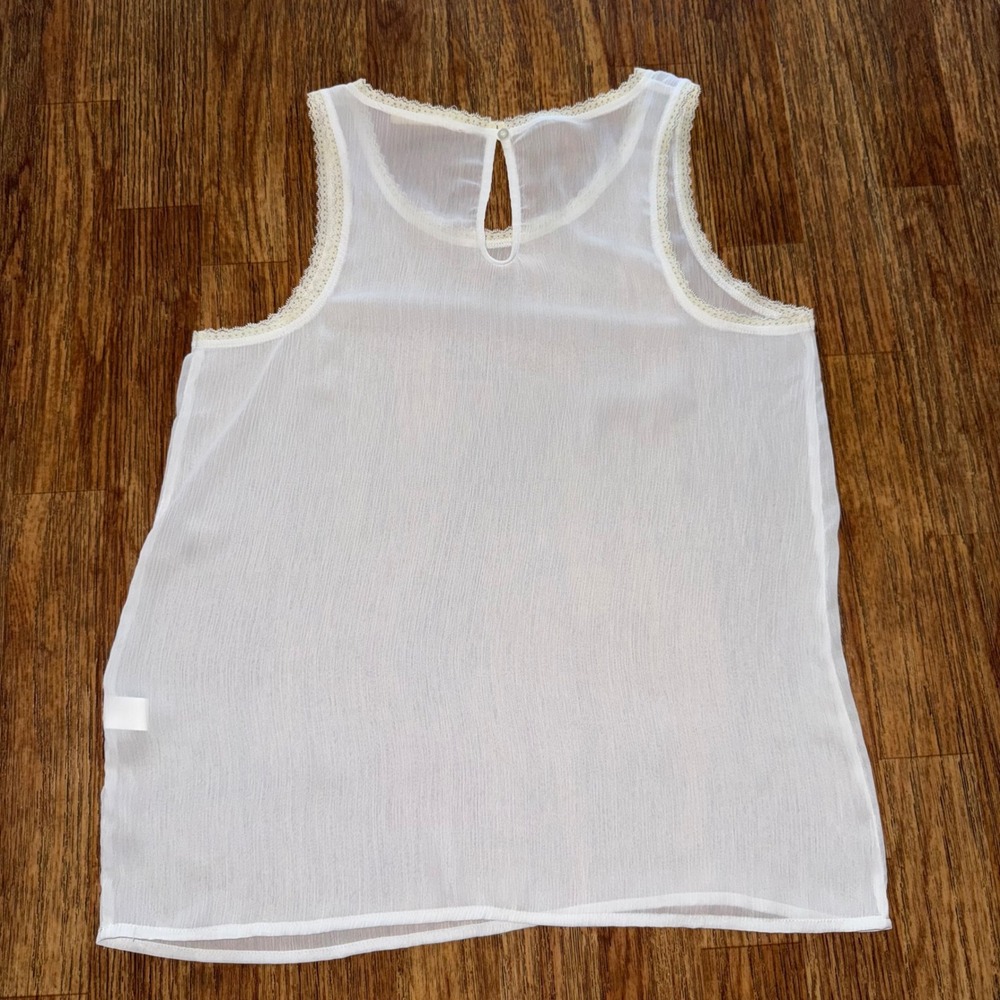 Hollister Tank Top Sheer White Lace Trim Blouse Sz S Romantic Soft Girl Feminine - Picture 6 of 10